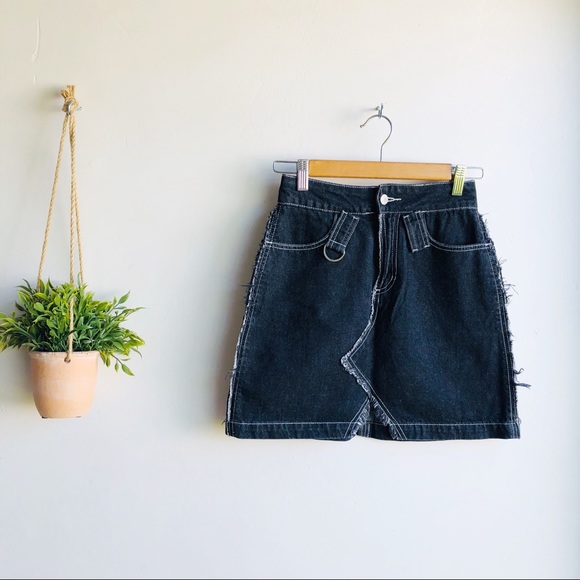 PEACEBIRD Frayed Denim Skirt - Picture 1 of 8